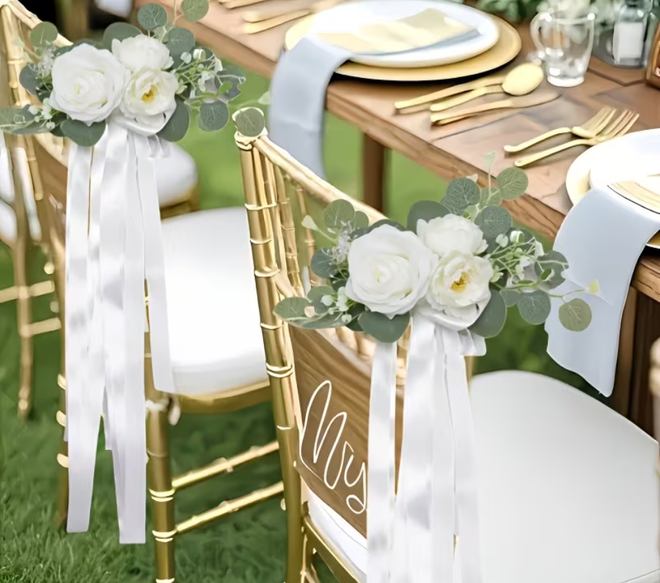 Sierbloemen wit + scherp tule